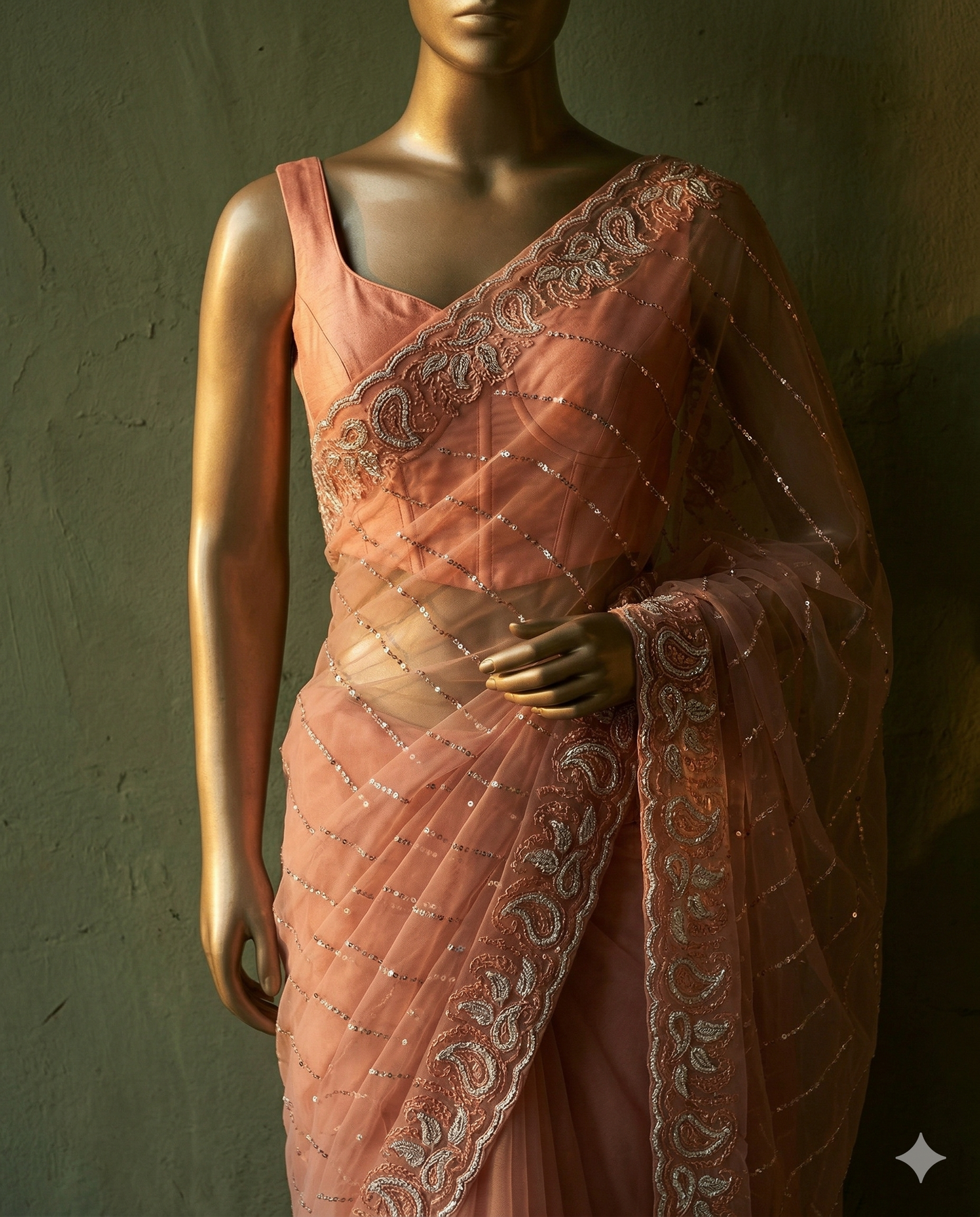 net baby pink saree