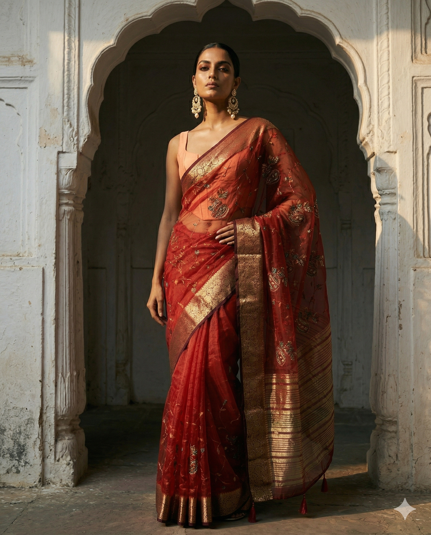 maroon saree: sleek and chic