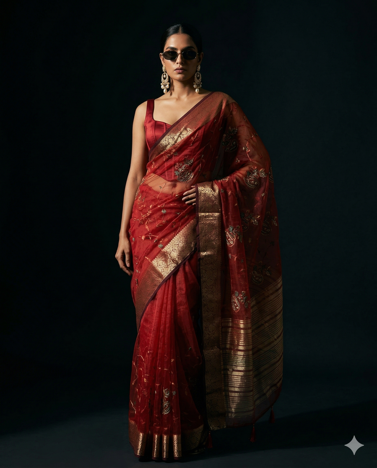 maroon saree: sleek and chic