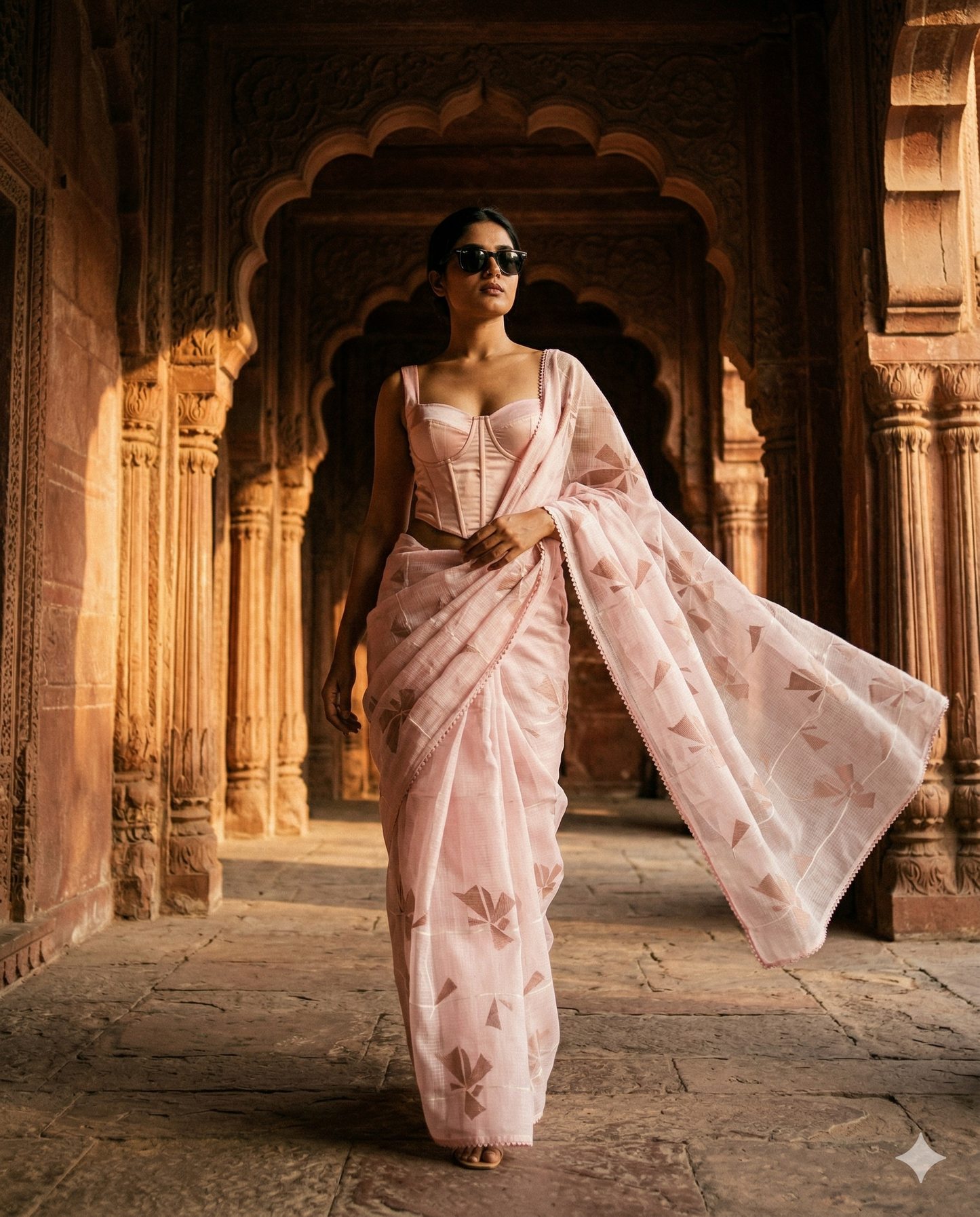 pink easy breezy saree