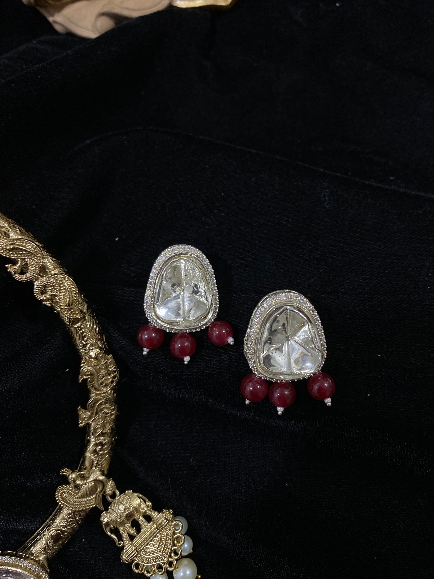 Gold Choker with Red Drops