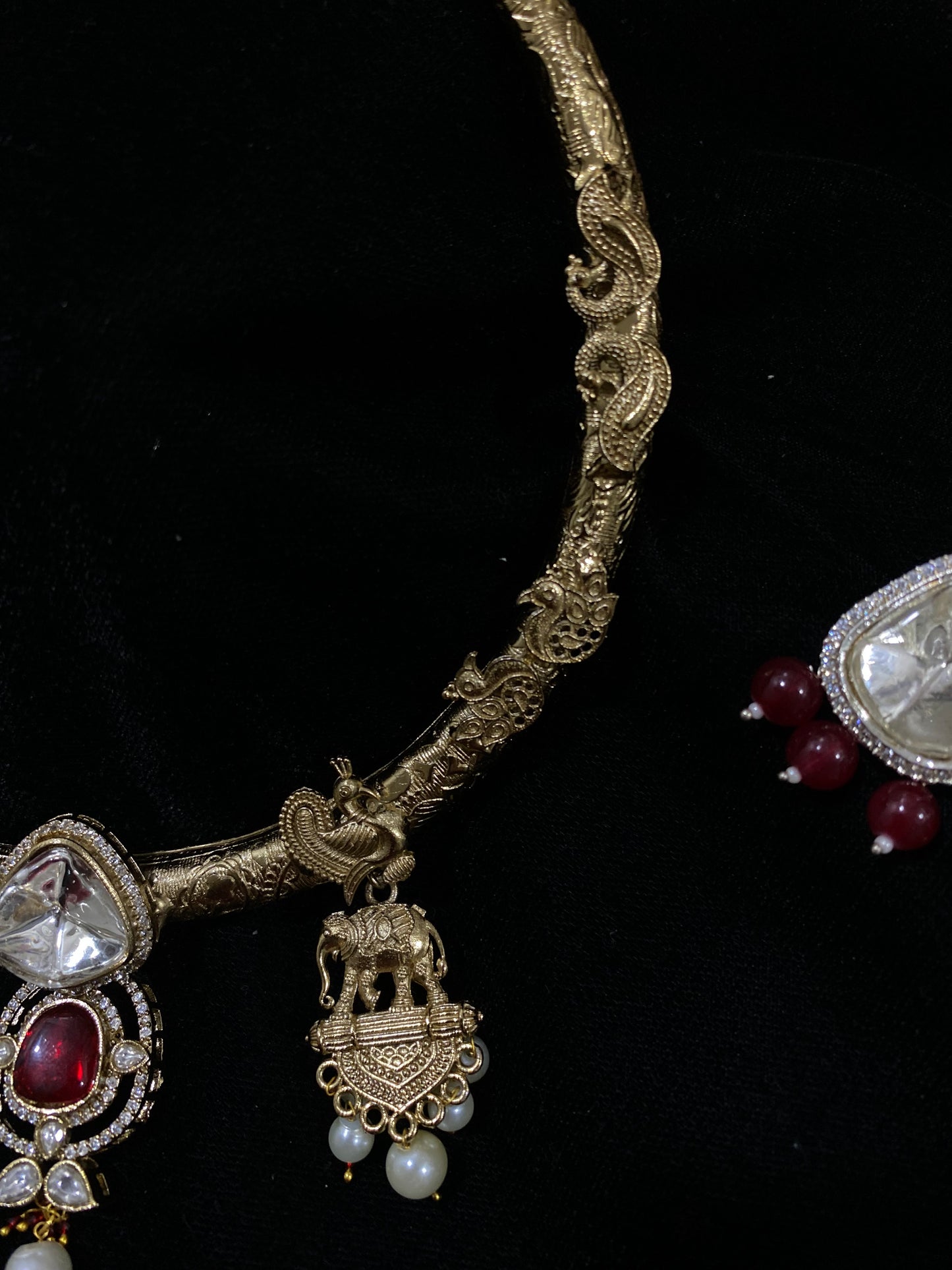 Gold Choker with Red Drops
