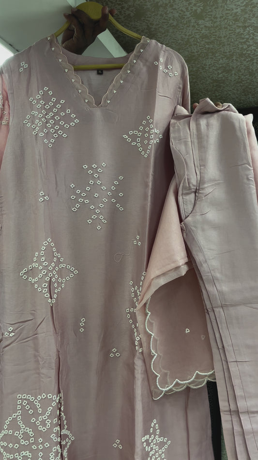 Baby pink pearl suit