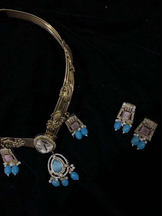 Gold Choker with Turquoise Drops