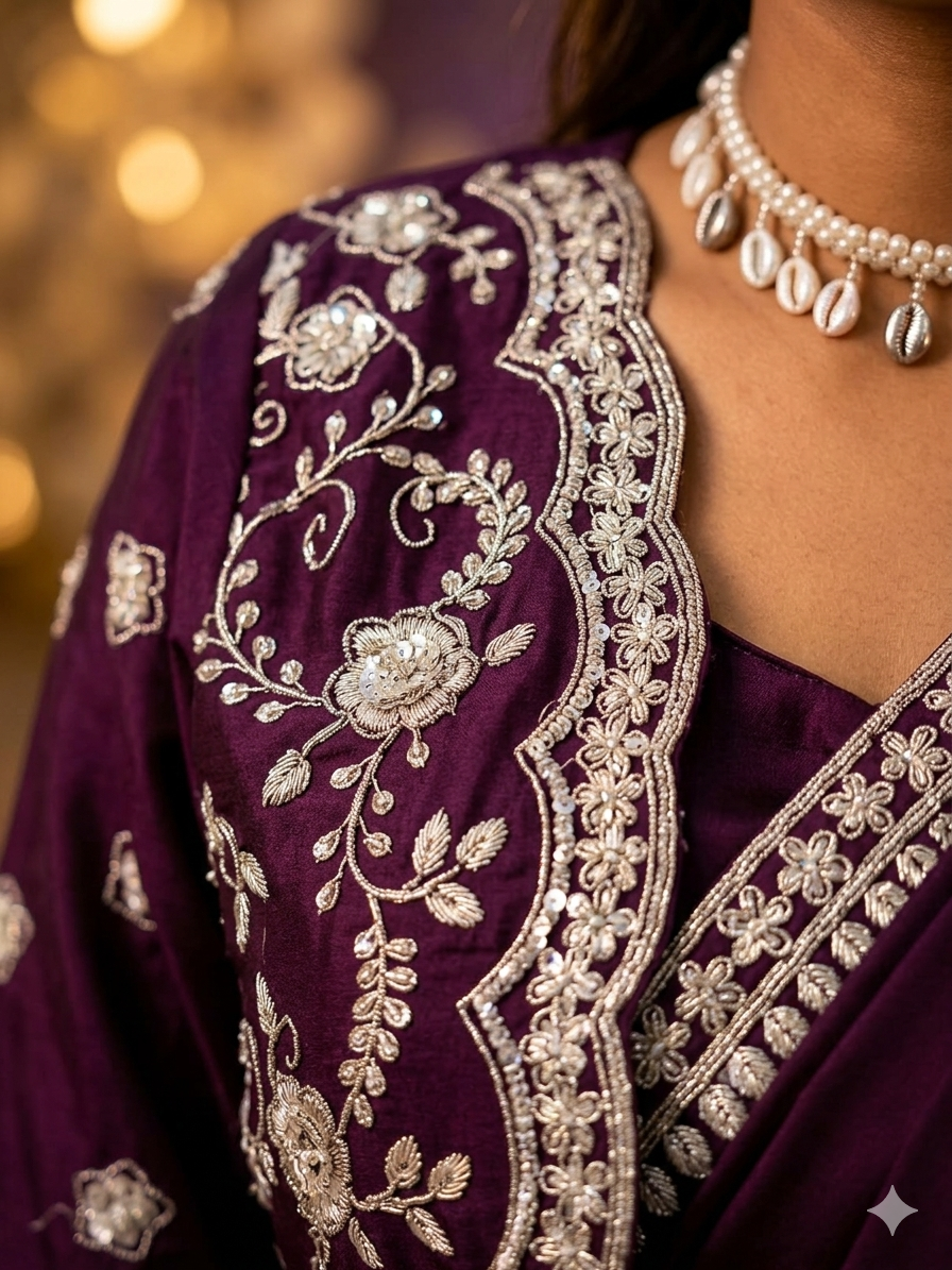 deep purple saree with jacket!