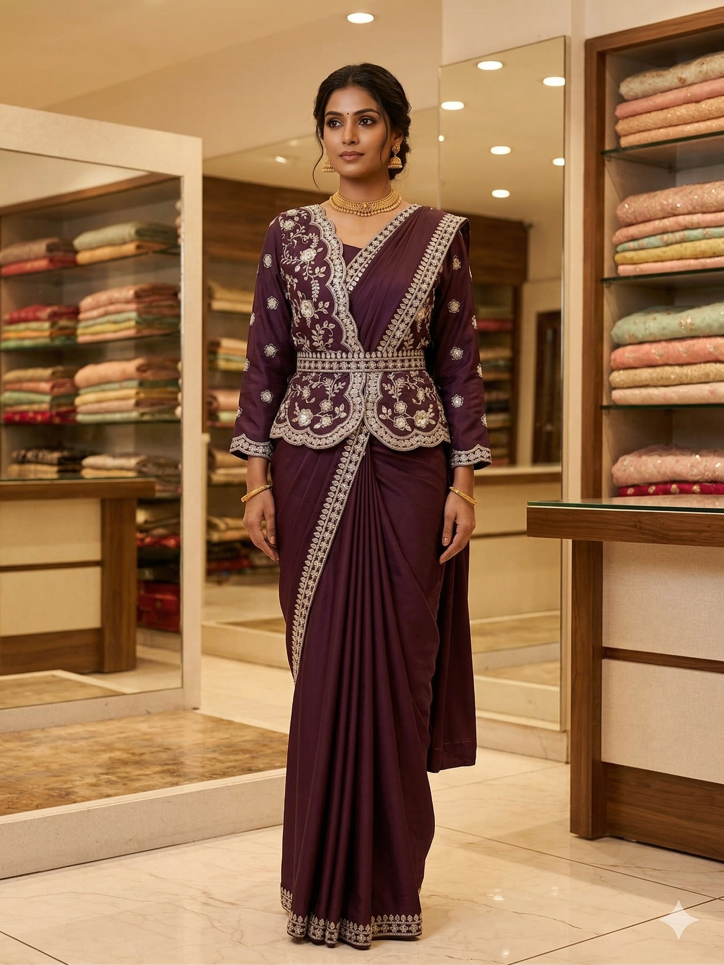 deep purple saree with jacket!
